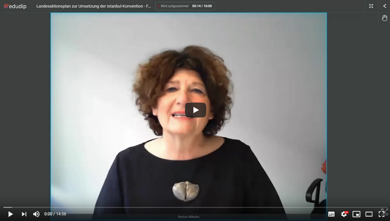 Screenshot des Videos Landesfrauenbeauftragte Bettina Wilhelm zur Umsetzung der Istanbul Konvention in Bremen