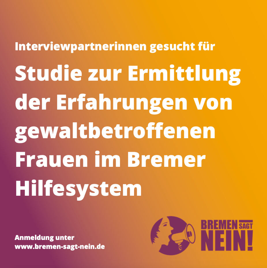 Grafische Umsetzung zum Aufruf der Studie Erfahrungen Gewaltbetroffener im Bremer Hilfesystem